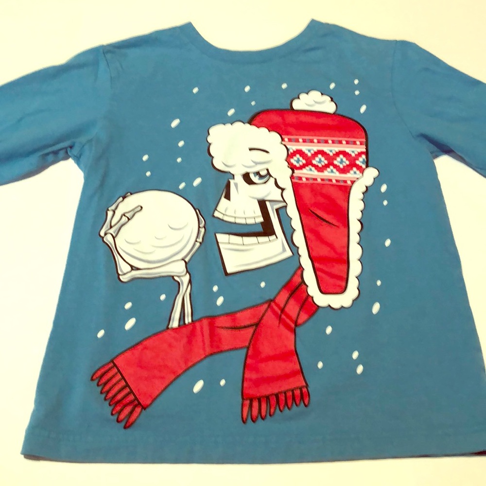 Blue long sleeve winter skull tee
